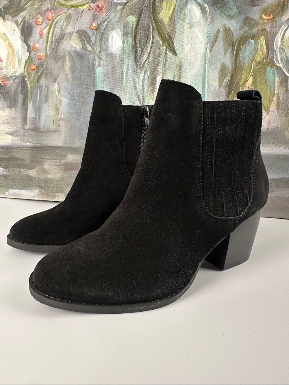 NEW Crown Vintage Cindy Black Suede Ankle Booties | Size 7.5